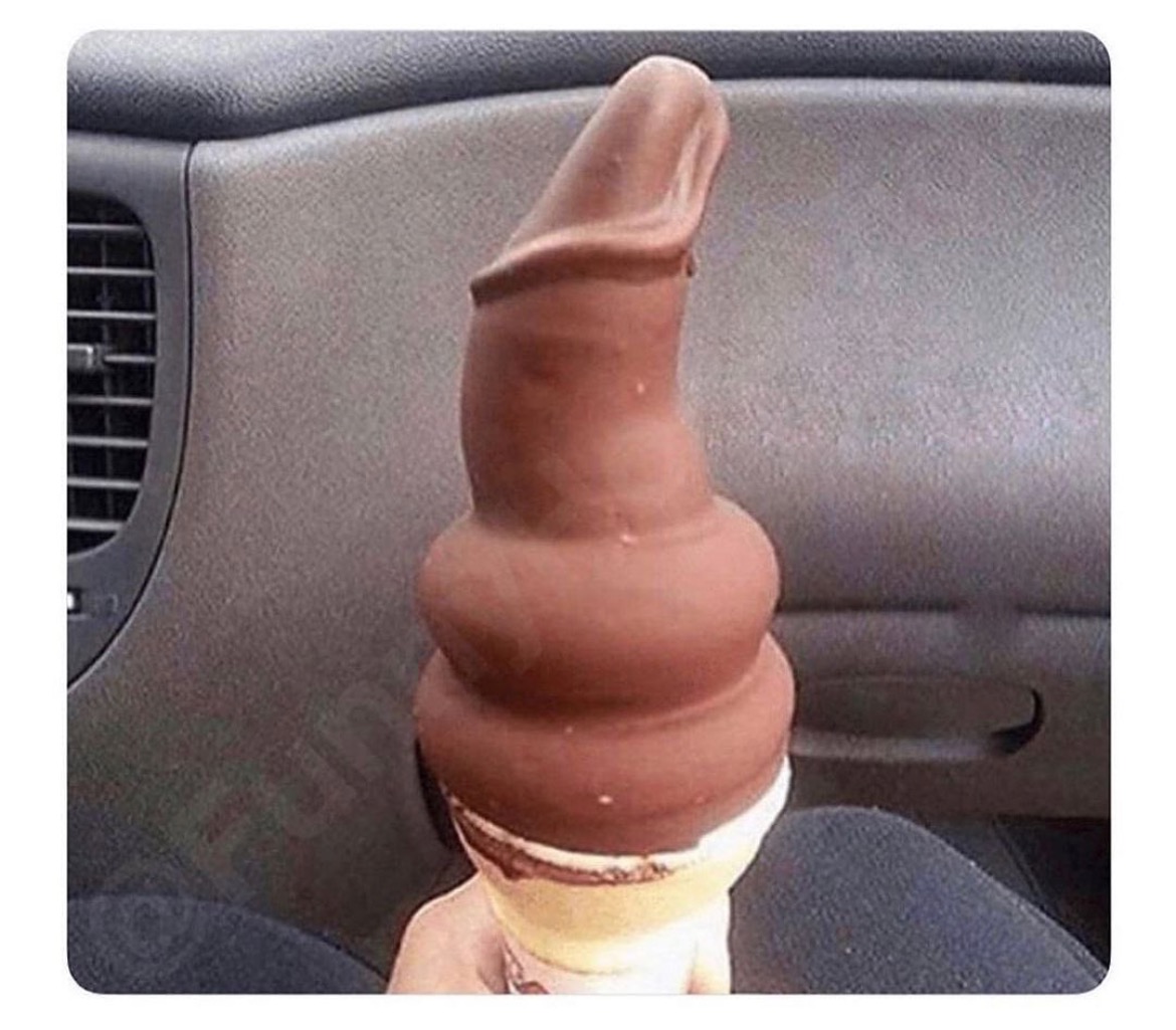 Ice cream in a cone that looks like a penis